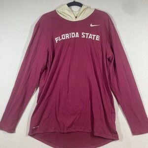 The‎ Nike Tee Florida State Hooded Swoosh Shirt Men Sz Large Dri-Fit Long Sleeve